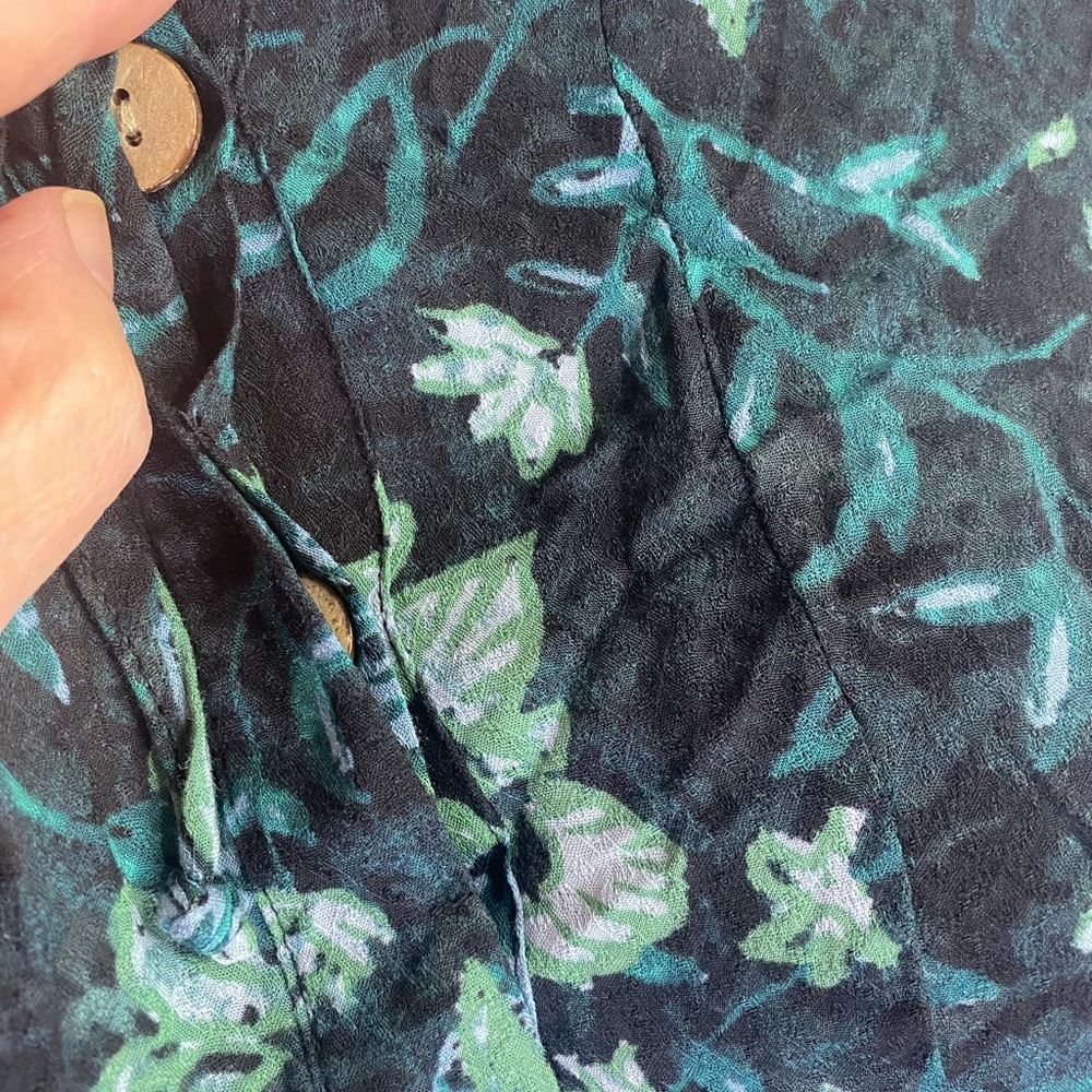 FREE PEOPLE Dance ‘Til Dawn Green Black Floral Romper NWOT Size S SKU0643 - Picture 2 of 10